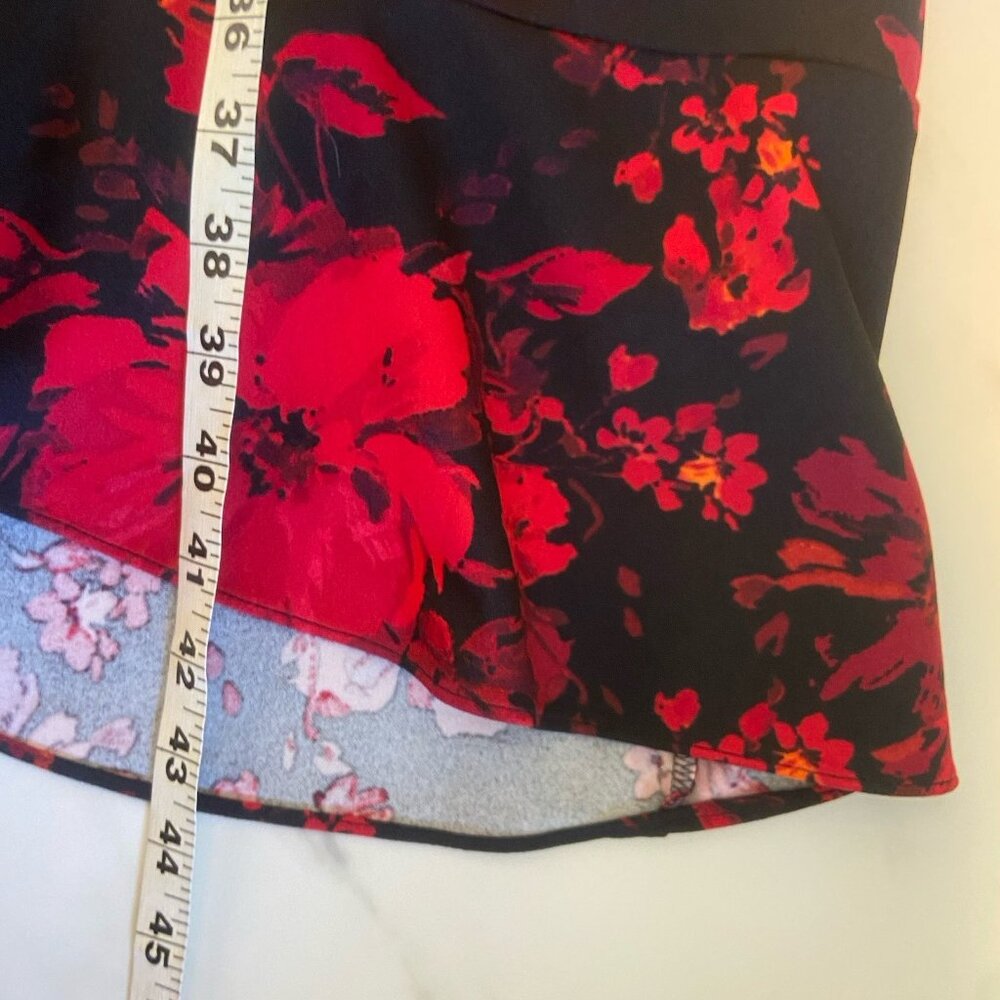Adorne Dress Women's 16 W Red Black Floral Side Tie Ruffle Party Holiday Wedding - Picture 12 of 12
